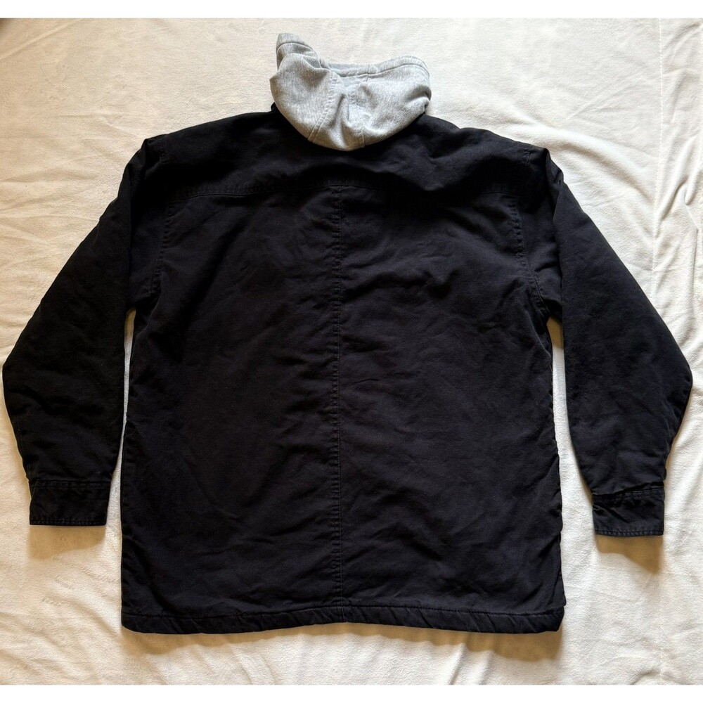 Dickies Jacket Mens XL Black Duck Fleece Hooded Quilted Lined Canvas Snap Zip - Picture 10 of 10